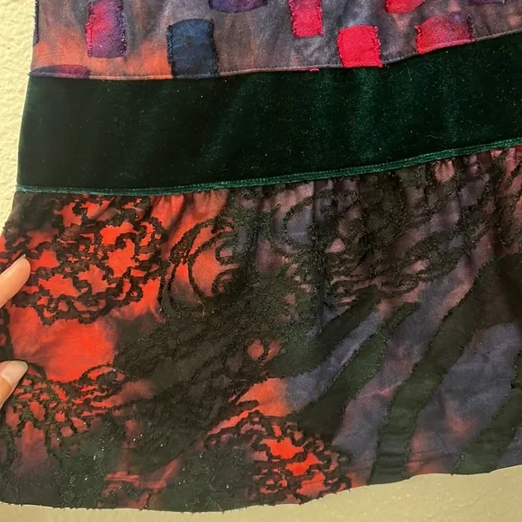 Caleaas boho style multicolor mix media tunic length 3/4 sleeve top - Picture 7 of 16